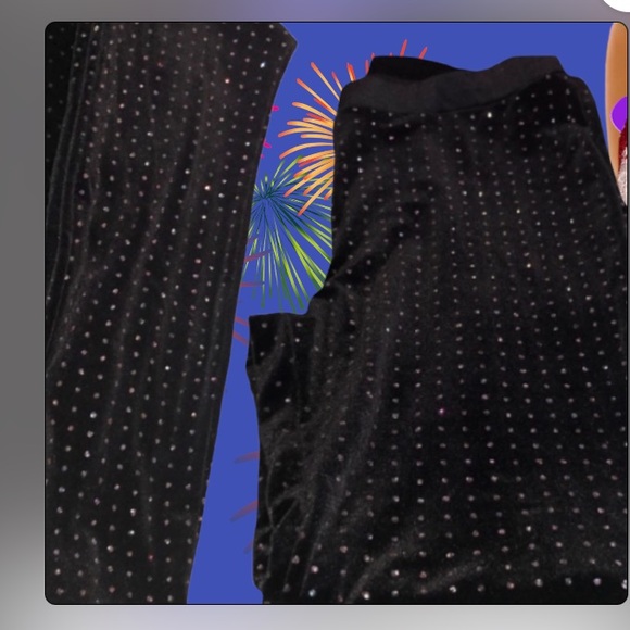 COPY - Express Black Velvet Leggings Sparkly Crystal Studded - Picture 2 of 2